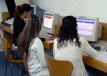 students in the library