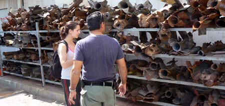 Kassam rockets at the Sderot Police Department